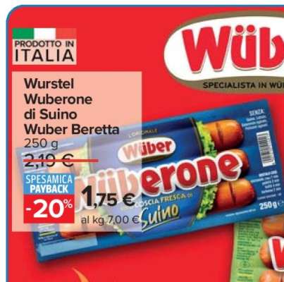 Wurstel Wuberone di Suino Wuber Beretta