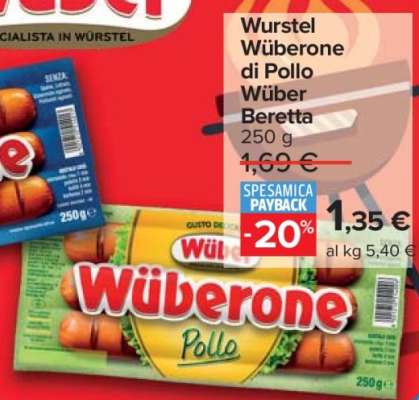 Wurstel Wüberone di Pollo Wüber Beretta