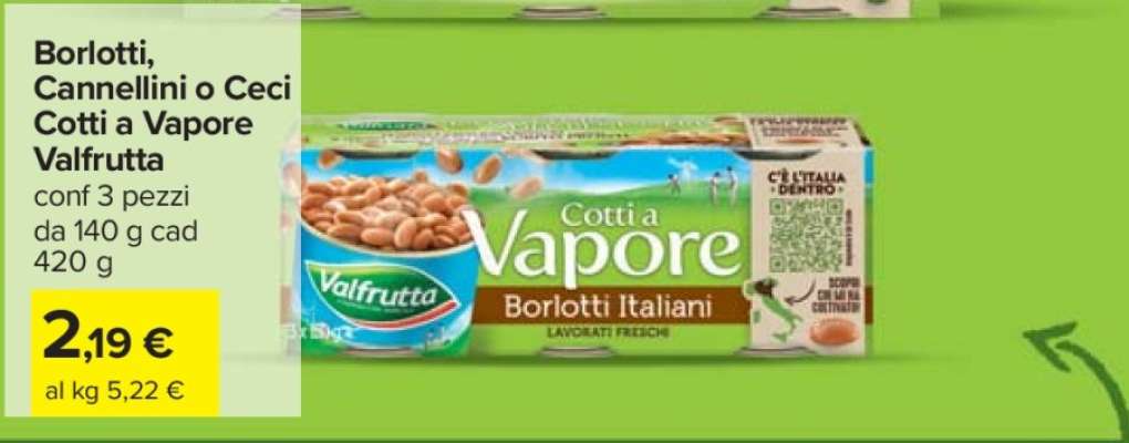 Borlotti, Cannellini o Ceci Cotti a Vapore Valfrutta