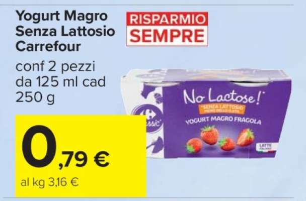 Yogurt Magro Senza Lattosio Carrefour