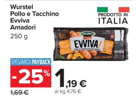Wurstel Pollo e Tacchino Evviva Amadori