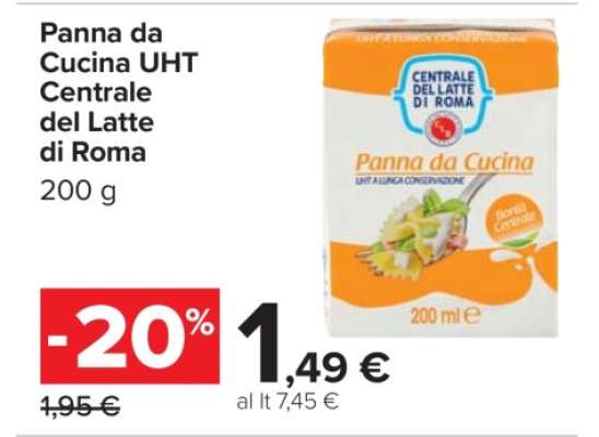 Panna da Cucina UHT Centrale del Latte di Roma