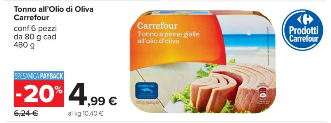Tonno all’Olio di Oliva Carrefour