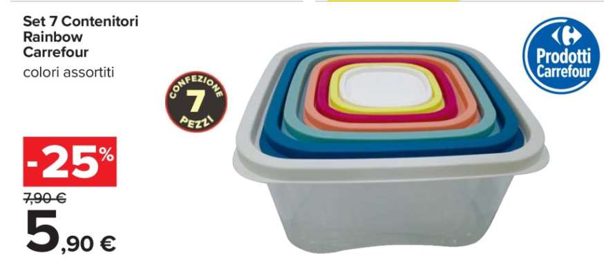 Set 7 Contenitori Rainbow Carrefour