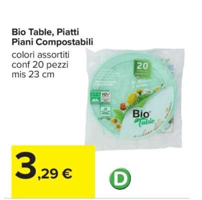Bio Table Piatti Piani Compostabili