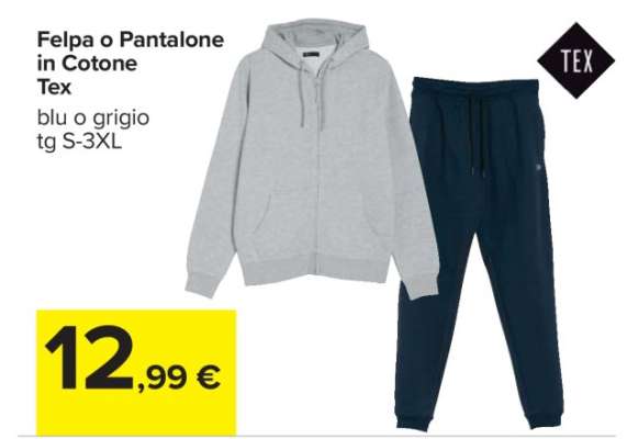 Felpa o Pantalone in Cotone Tex