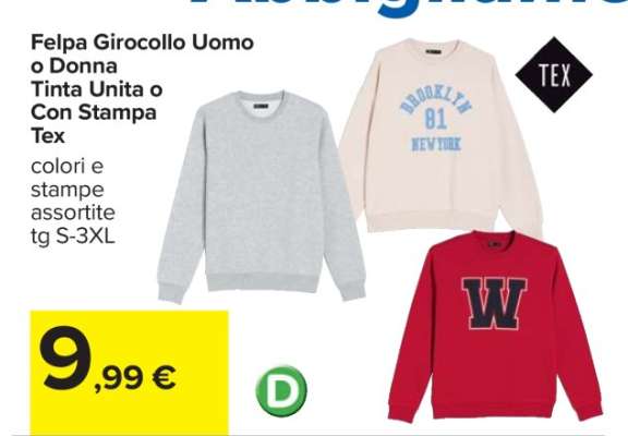 Felpa Girocollo Uomo o Donna