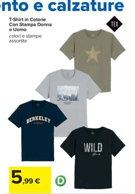 T-Shirt in Cotone Con Stampa Donna o Uomo