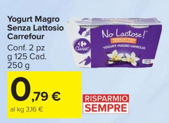 Yogurt Magro Senza Lattosio Carrefour