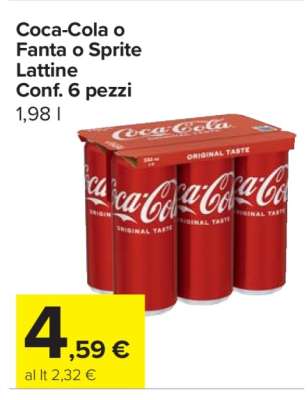 Coca-Cola o Fanta o Sprite Lattine