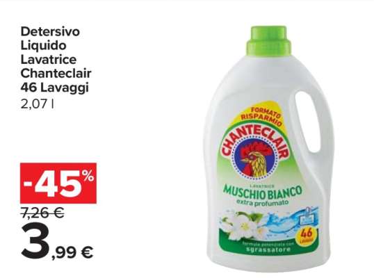Detersivo Liquido Lavatrice Chanteclair 46 Lavaggi