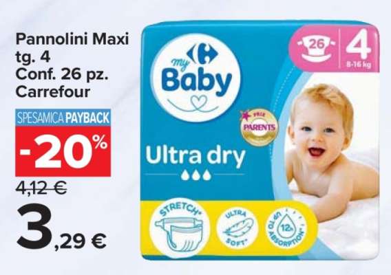 Pannolini Maxi tg. 4 Conf. 26 pz. Carrefour