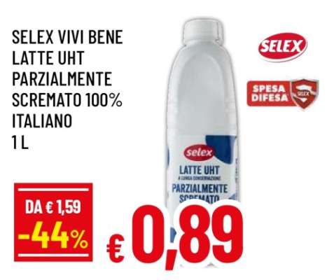 SELEX VIVI BENE LATTE UHT PARZIALMENTE SCREMATO 100% ITALIANO