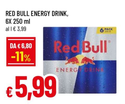 RED BULL ENERGY DRINK, 6X 250 ml