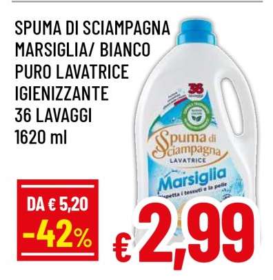 SPUMA DI SCIAMPAGNA MARSIGLIA/BIANCO PURO LAVATRICE IGIENIZZANTE