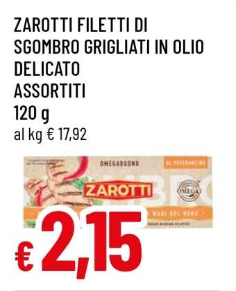 ZAROTTI FILETTI DI SGOMBRO GRIGLIATI IN OLIO DELICATO ASSORTITI