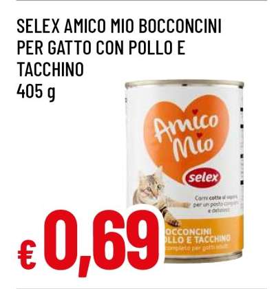 SELEX AMICO MIO BOCCONCINI PER GATTO CON POLLO E TACCHINO