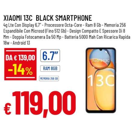 Xiaomi 13C Black Smartphone