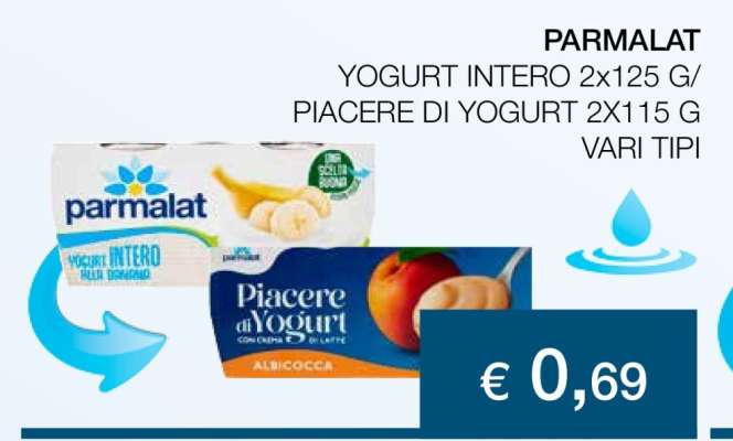 PARMALAT YOGURT INTERO 2x125 G/ PIACERE DI YOGURT 2x115 G
