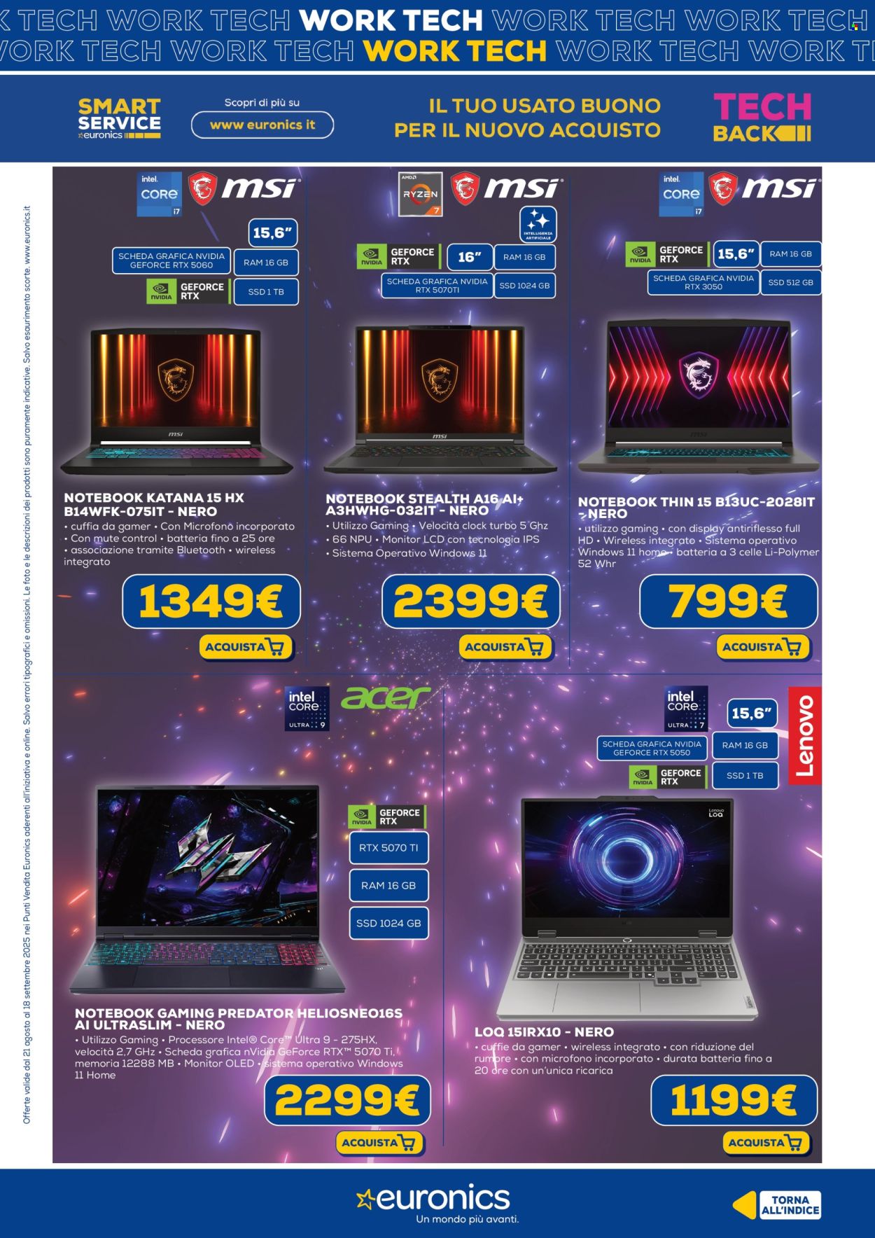 Volantino Euronics - 21/8/2025 - 18/9/2025. Pagina 9