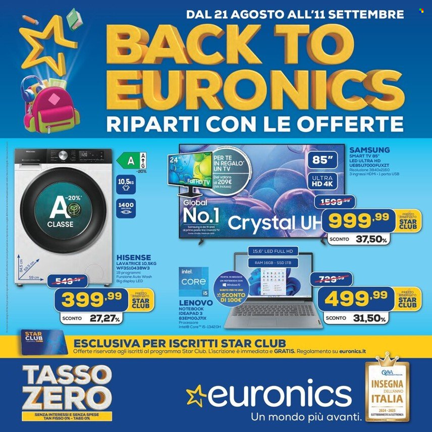 Volantino Euronics - 21/8/2025 - 11/9/2025. Pagina 1