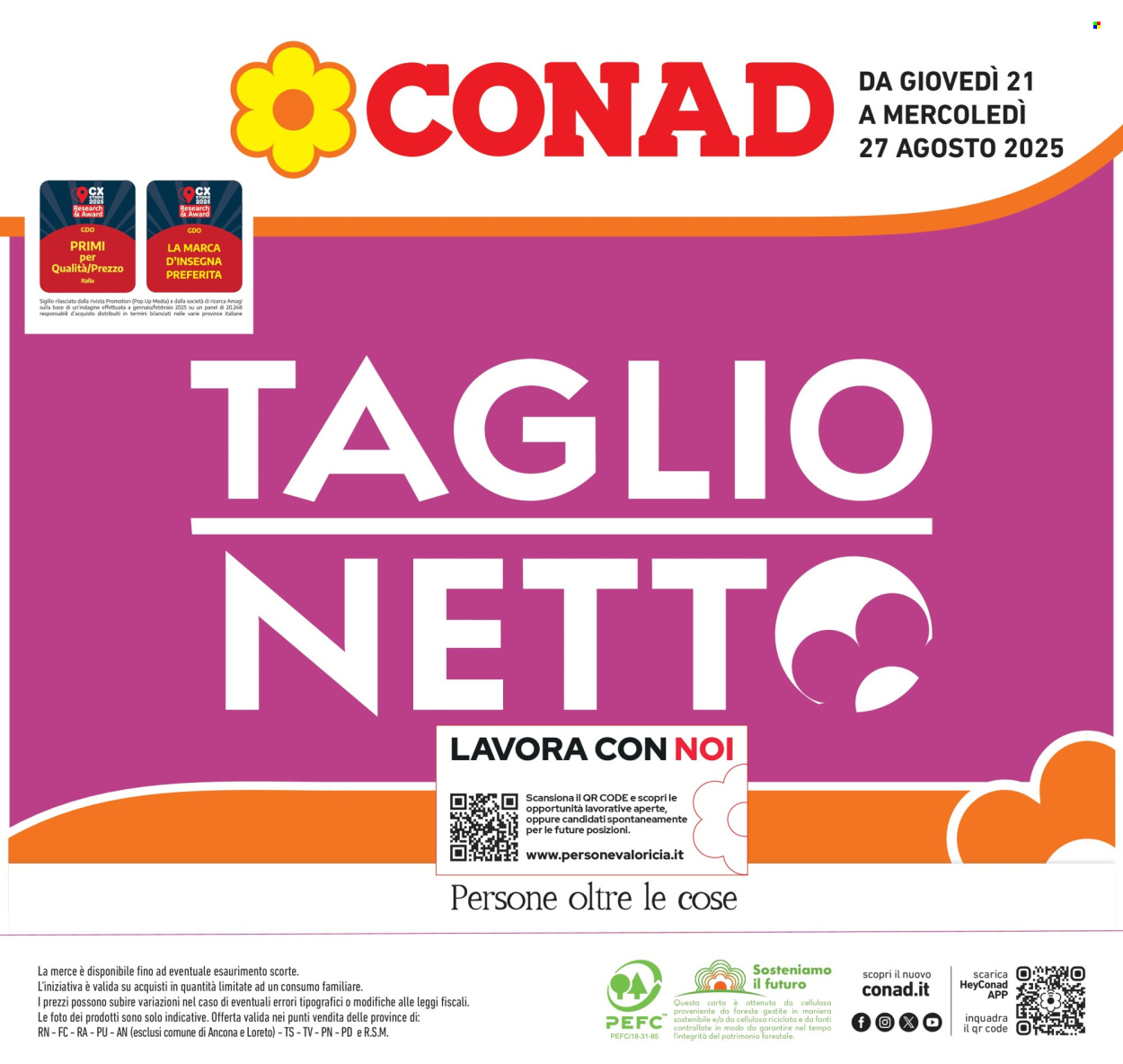 Volantino Conad - 21/8/2025 - 27/8/2025. Pagina 1