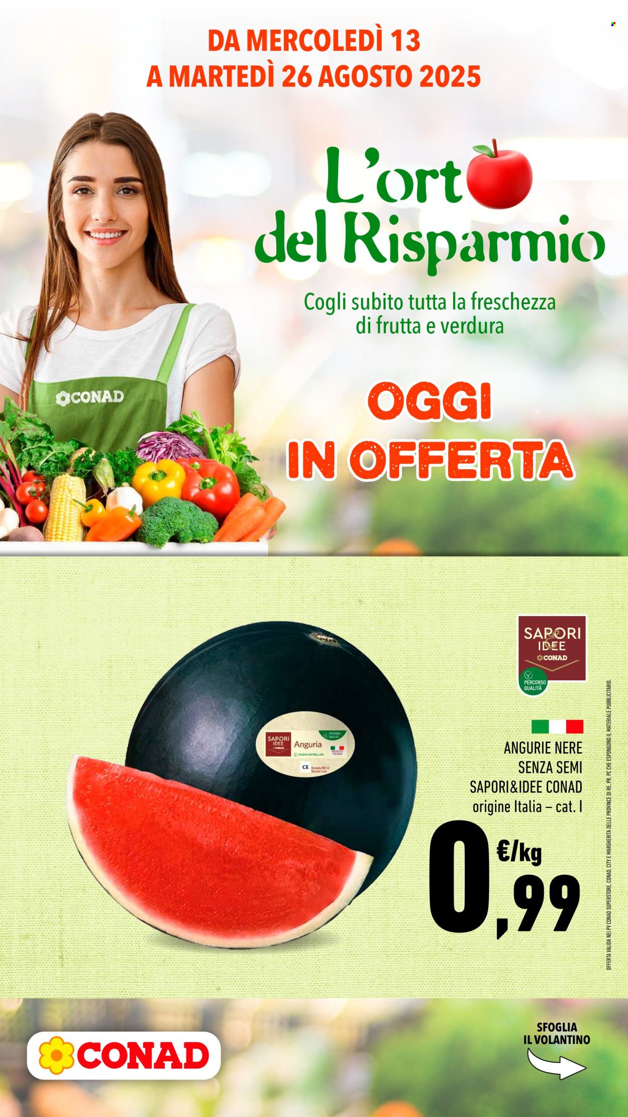Volantino Conad - 13/8/2025 - 26/8/2025. Pagina 1