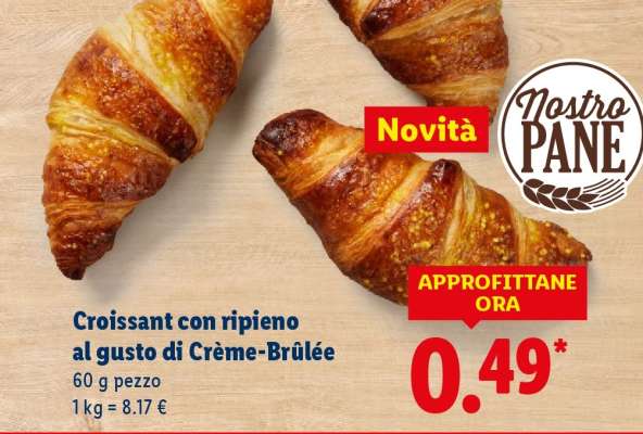 Croissant con ripieno al gusto di Crème-Brûlée