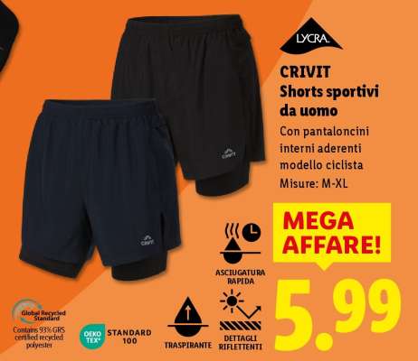 CRIVIT Shorts sportivi da uomo