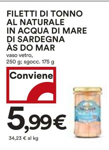 FILETTI DI TONNO AL NATURALE IN ACQUA DI MARE DI SARDEGNA ÀS DO MAR