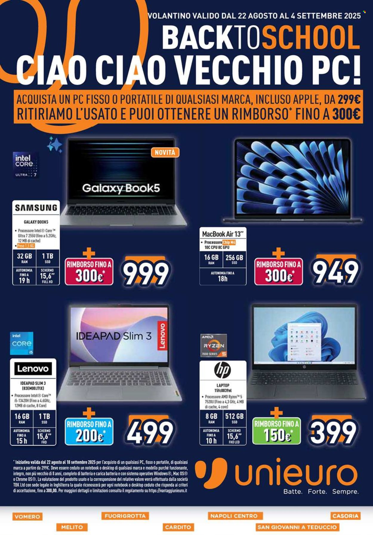 Volantino Unieuro - 22/8/2025 - 4/9/2025. Pagina 1