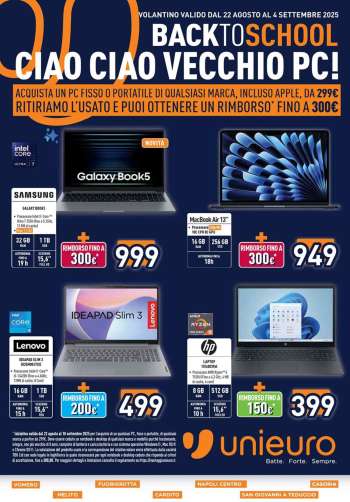 Volantino Unieuro - 22/8/2025 - 4/9/2025.