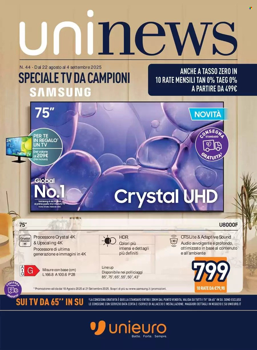 Volantino Unieuro - 22/8/2025 - 4/9/2025. Pagina 1