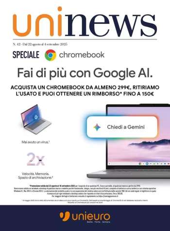Volantino Unieuro - 22/8/2025 - 4/9/2025.