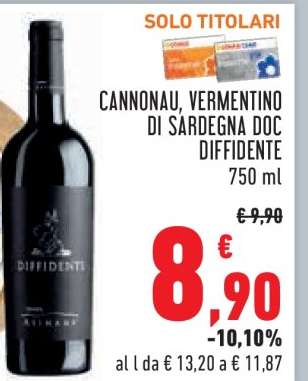 Cannonau, Vermentino di Sardegna DOC Diffidente 750 ml