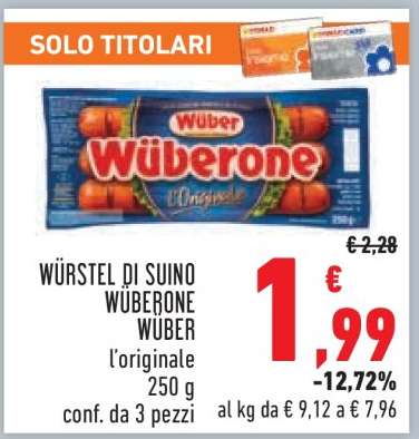 WÜRSTEL DI SUINO WÜBERONE WÜBER