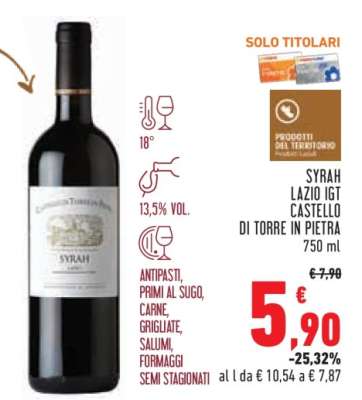 Syrah Lazio IGT Castello di Torre in Pietra
