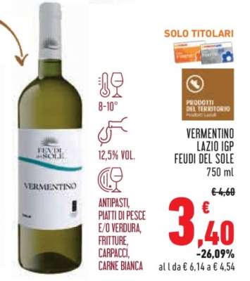 VERMENTINO LAZIO IGP FEUDI DEL SOLE 750 ml
