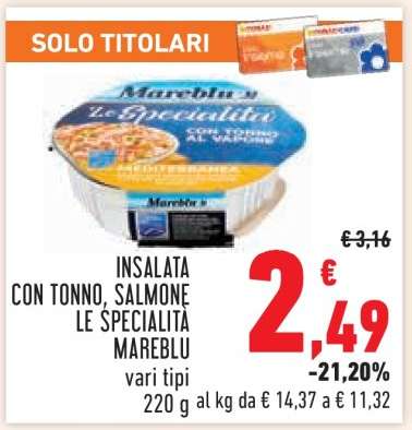 INSALATA CON TONNO, SALMONE LE SPECIALITÀ MAREBLU