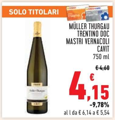 MÜLLER THURGAU TRENTINO DOC MASTRI VERNACOLI CAVIT