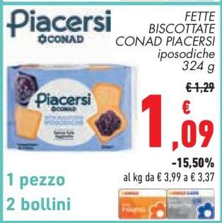 FETTE BISCOTTATE CONAD PIACERSI iposodiche 324 g