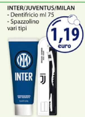 INTER/JUVENTUS/MILAN Dentifricio e Spazzolino