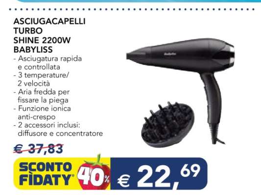 ASCIUGACAPELLI TURBO SHINE 2200W BABYLISS