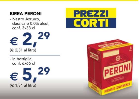 BIRRA PERONI - Nastro Azzurro, classica o 0.0% alcol, conf. 3x33 cl