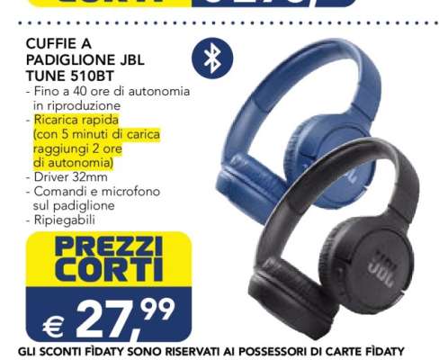 CUFFIE A PADIGLIONE JBL TUNE 510BT