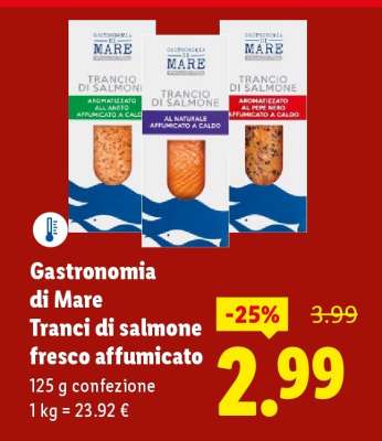 Gastronomia di Mare Tranci di salmone fresco affumicato