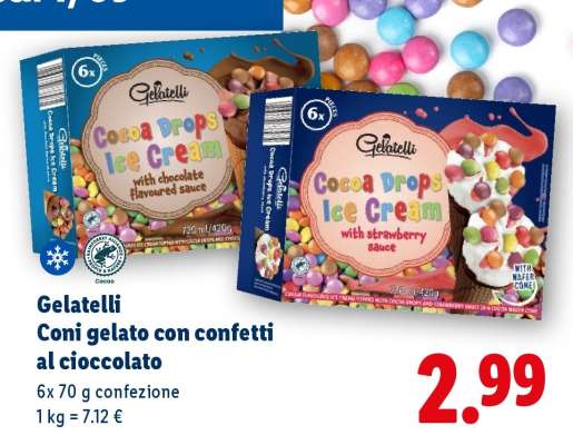Gelatelli Coni gelato con confetti al cioccolato