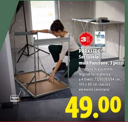 PARKSIDE® Set tavolo multifunzione, 3 pezzi