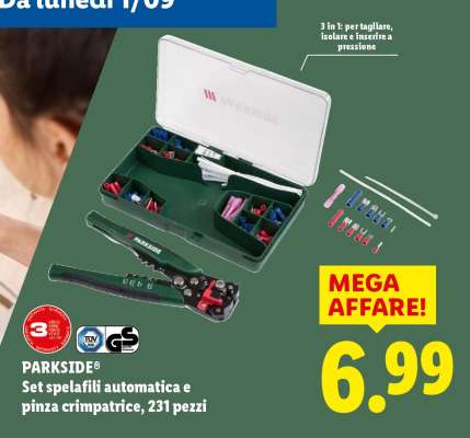 PARKSIDE® Set spelafili automatica e pinza crimpatrice, 231 pezzi