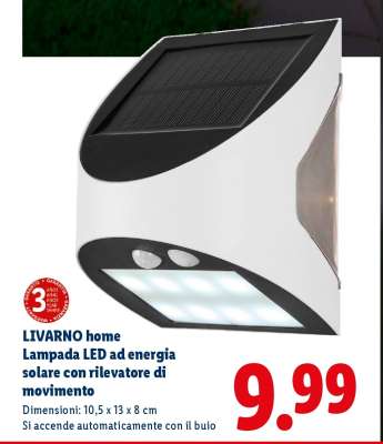 LIVARNO home Lampada LED ad energia solare con rilevatore di movimento